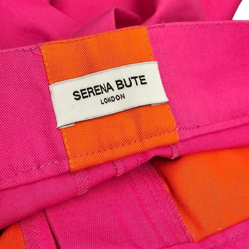Serena Bute London High Rise Color Block Pink Wide Leg Pant Size Medium 10 Cargo - Picture 4 of 10